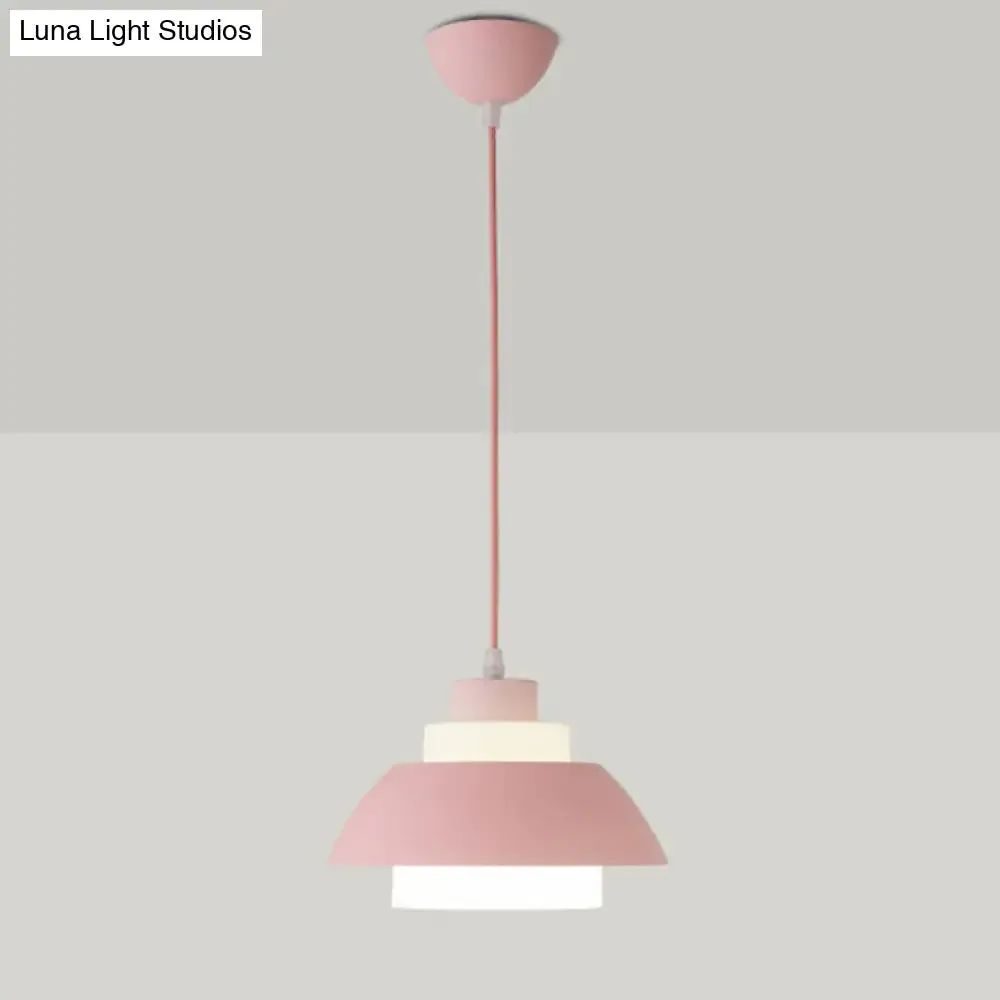 Macaron Single-Bulb Aluminum Ceiling Pendant Light with Acrylic Shade