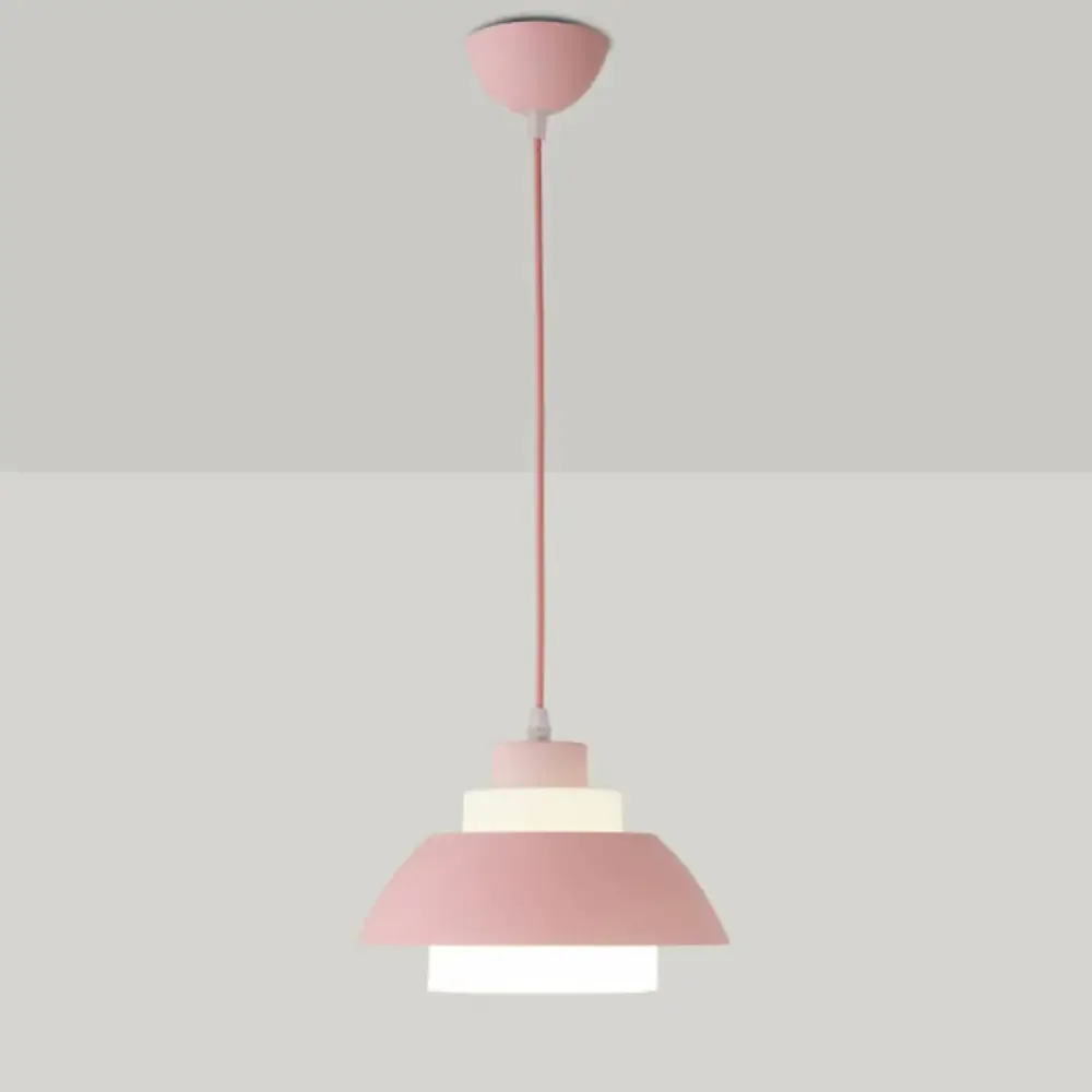 Macaron Single-Bulb Aluminum Ceiling Pendant Light with Acrylic Shade