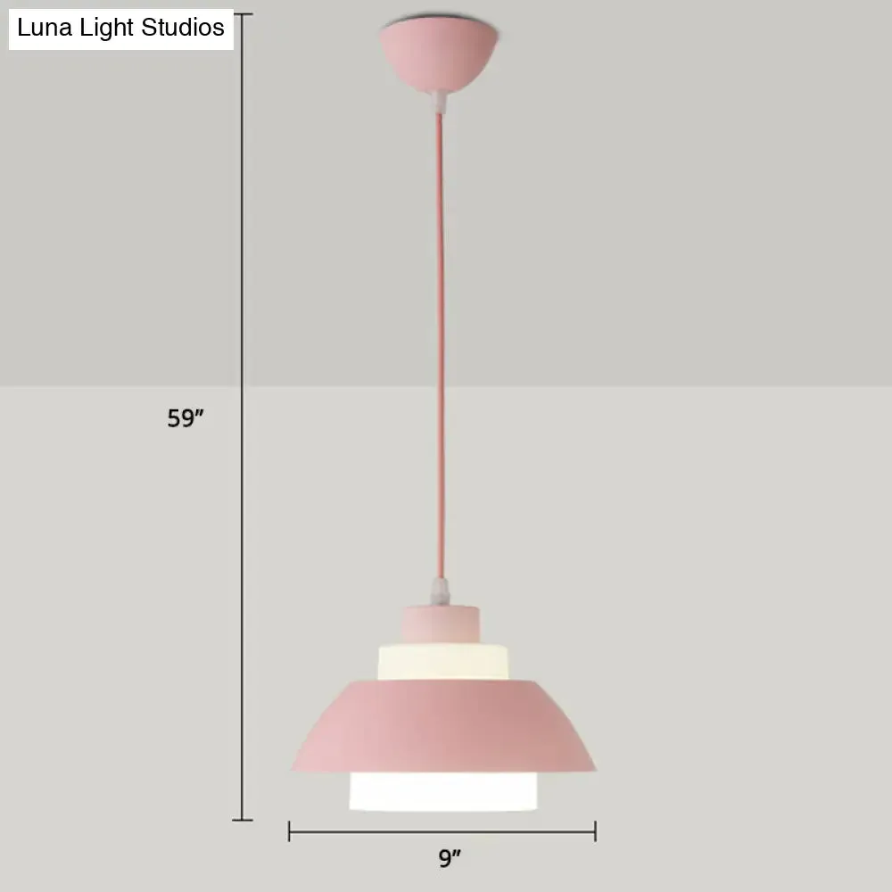 Macaron Single-Bulb Aluminum Ceiling Pendant Light with Acrylic Shade