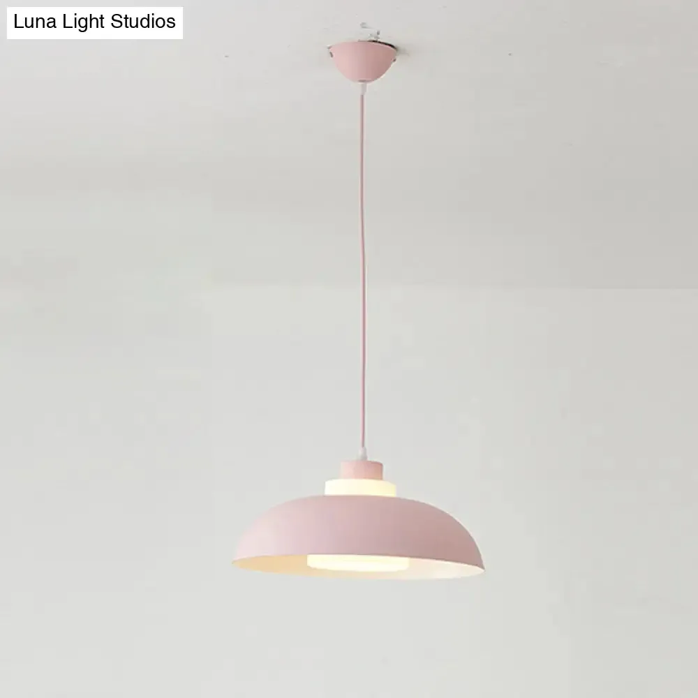 Macaron Single-Bulb Aluminum Ceiling Pendant Light with Acrylic Shade