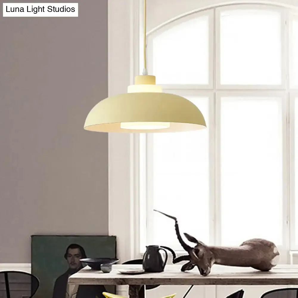 Macaron Single-Bulb Aluminum Ceiling Pendant Light with Acrylic Shade