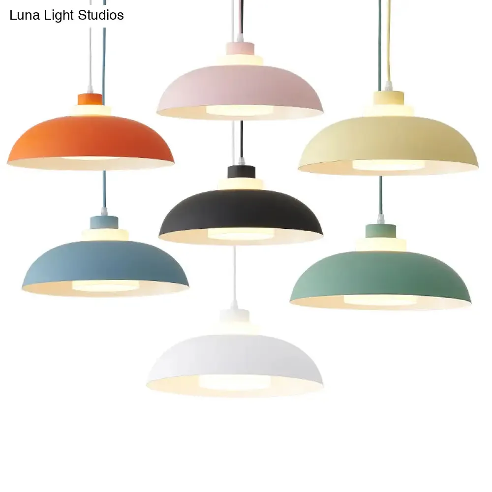 Macaron Single-Bulb Aluminum Ceiling Pendant Light with Acrylic Shade