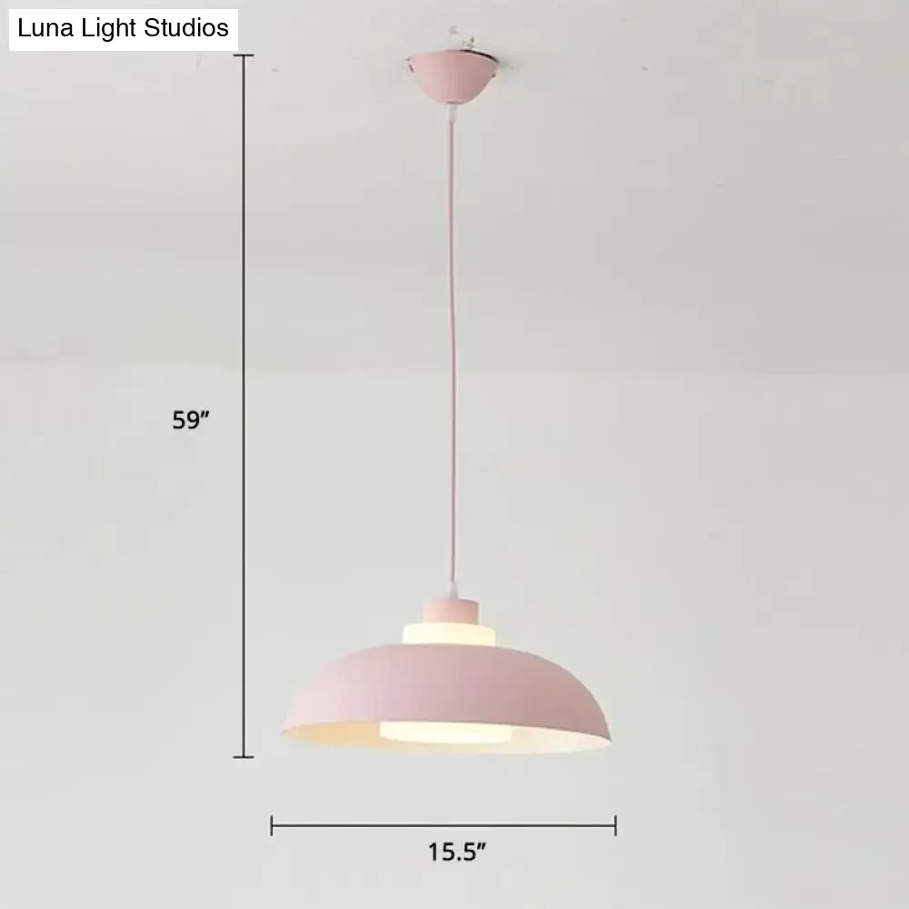 Macaron Single-Bulb Aluminum Ceiling Pendant Light with Acrylic Shade