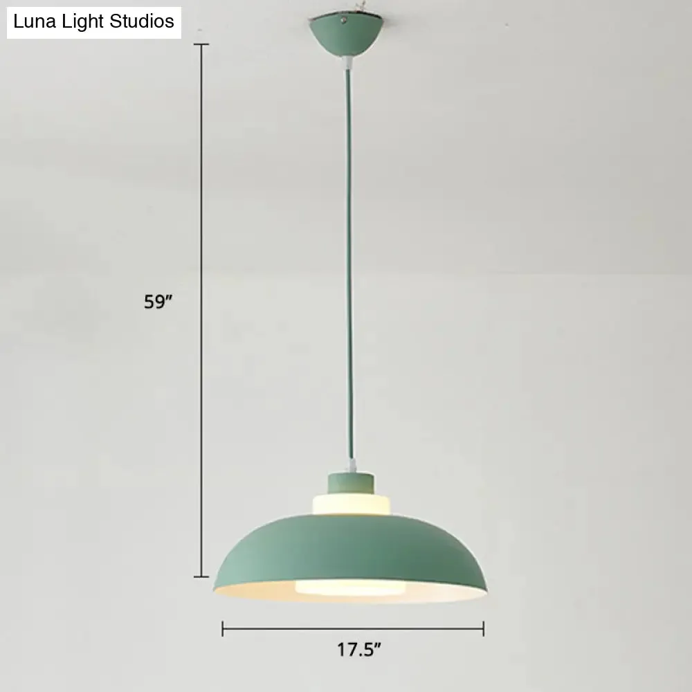 Macaron Single-Bulb Aluminum Ceiling Pendant Light with Acrylic Shade