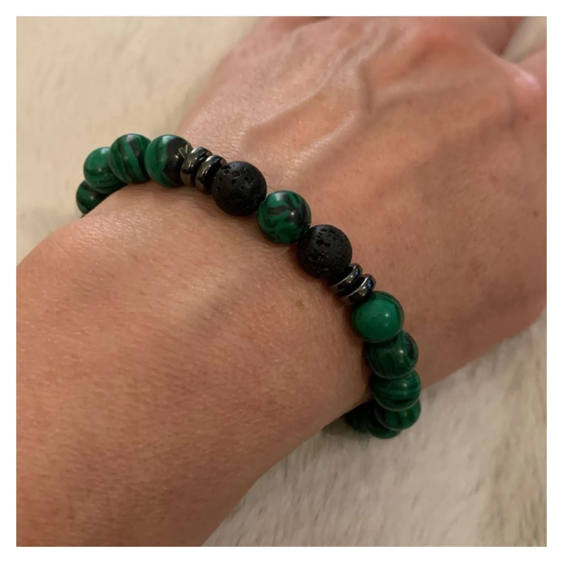 Malachite and Lava Stone Bracelet