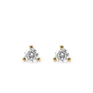 Martina Gold Earring 3mm White Diamond - 3 prongs