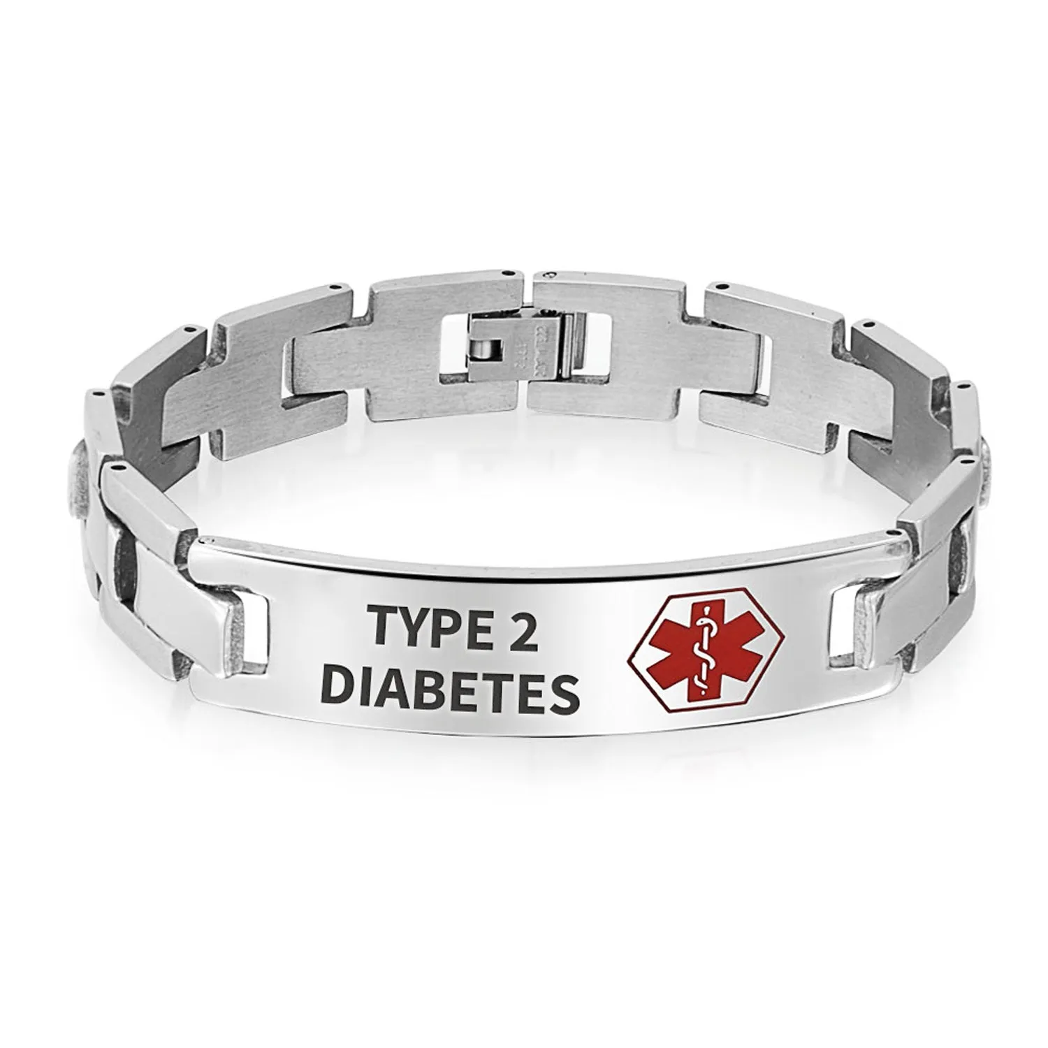 Medical ID Bracelet for Men - Stainless Steel U Link 8 Inch