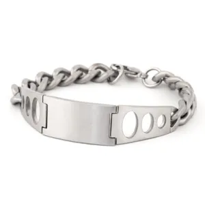 Men's Stainless Steel ID w/ Round Cutouts