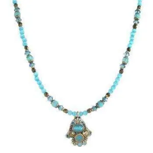 Michal Golan Oval Cat’s Eye Hamsa Necklace