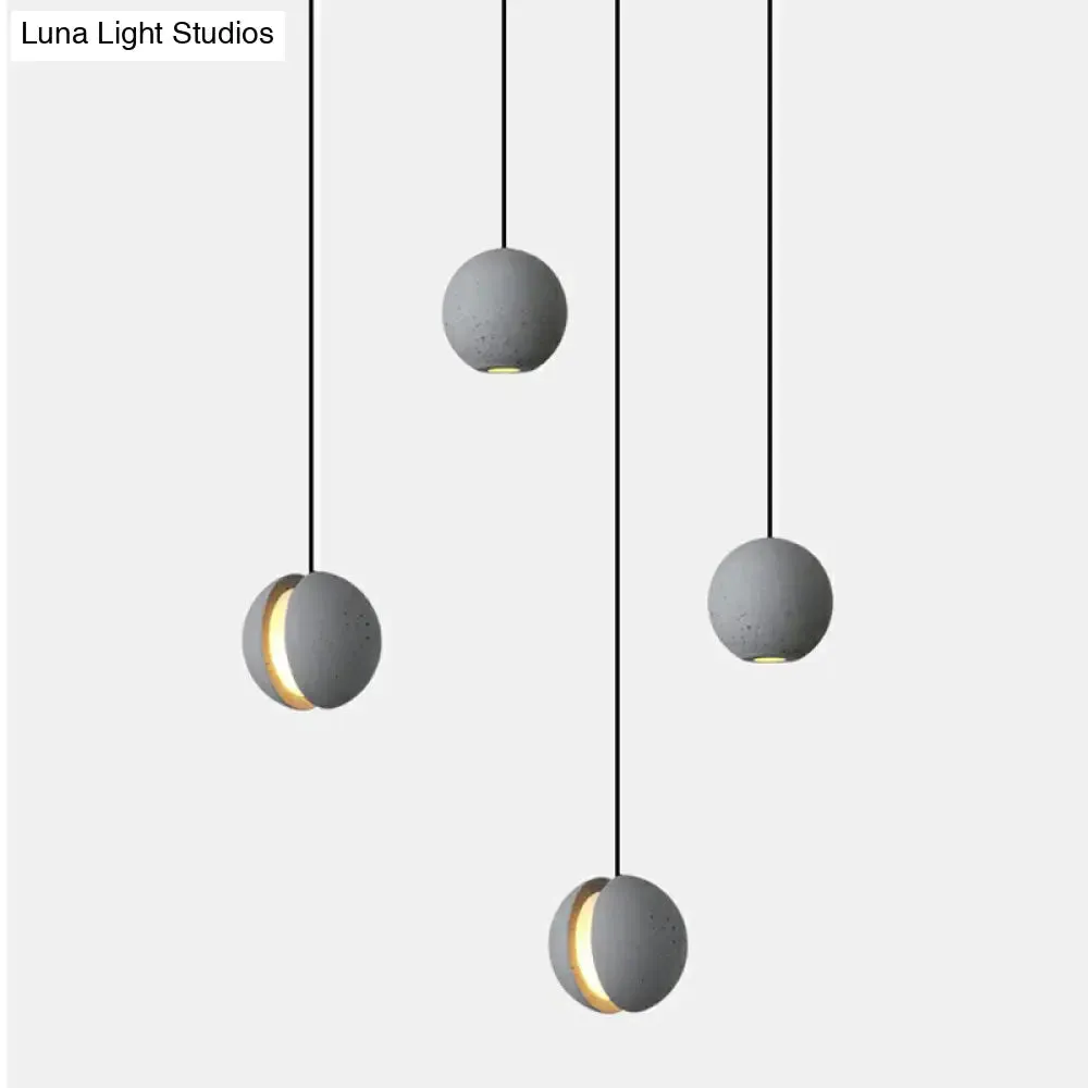 Mini Cement Pendant Light Grey LED Hanging Lamp for Bedroom - Simple & Novelty Design