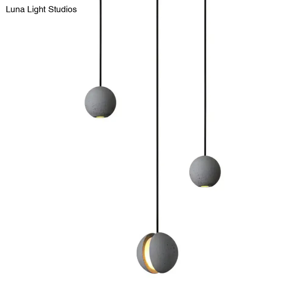 Mini Cement Pendant Light Grey LED Hanging Lamp for Bedroom - Simple & Novelty Design