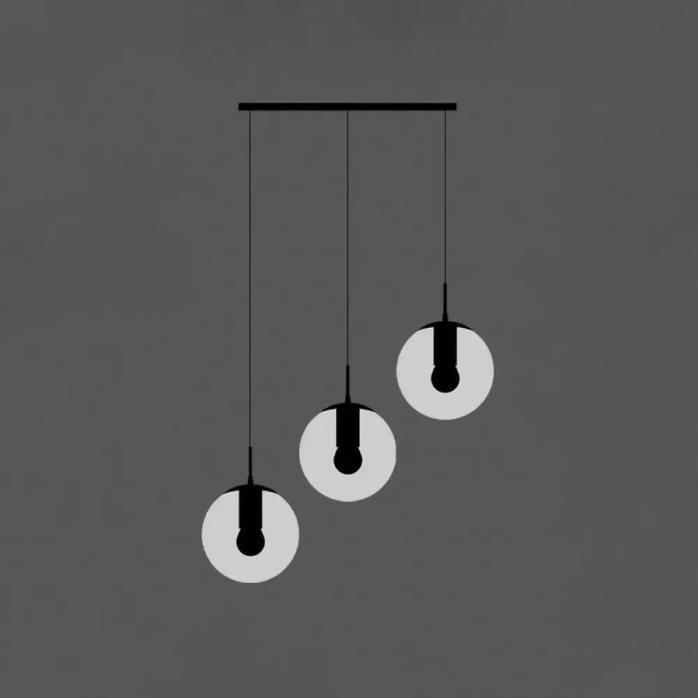 Minimalist Black Globe Pendant Light with Cream Glass - Ideal for Stairways