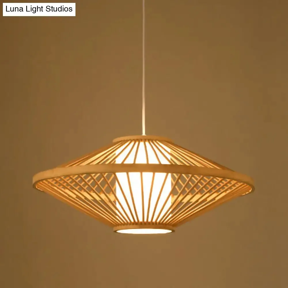 Minimalist Handwoven Rattan Pendant Ceiling Light - Wood Suspension Lighting