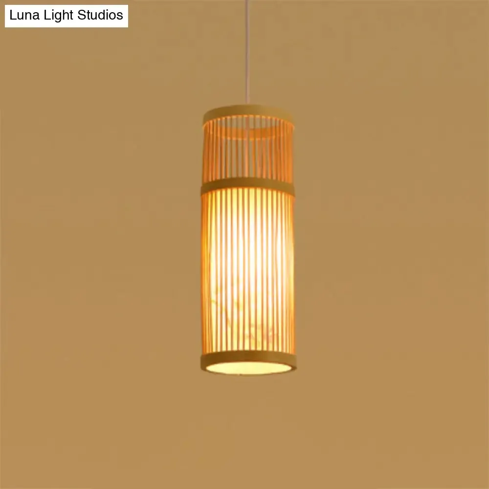 Minimalist Handwoven Rattan Pendant Ceiling Light - Wood Suspension Lighting