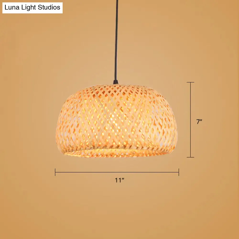 Minimalist Handwoven Rattan Pendant Ceiling Light - Wood Suspension Lighting