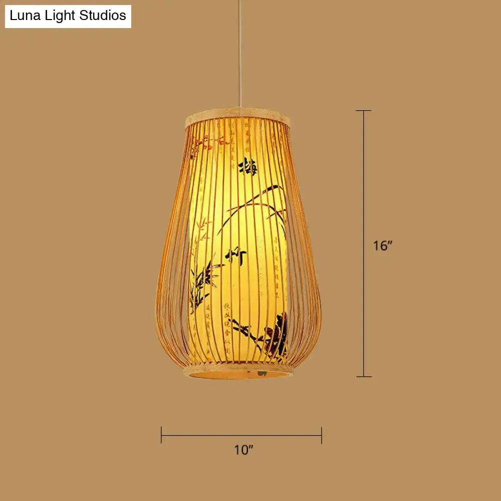 Minimalist Handwoven Rattan Pendant Ceiling Light - Wood Suspension Lighting