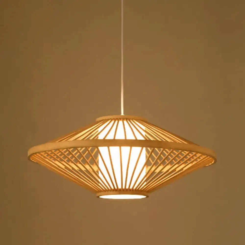 Minimalist Handwoven Rattan Pendant Ceiling Light - Wood Suspension Lighting