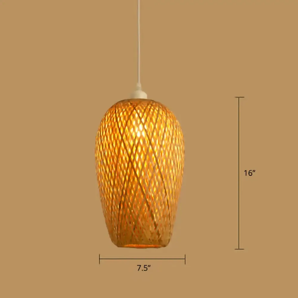 Minimalist Handwoven Rattan Pendant Ceiling Light - Wood Suspension Lighting