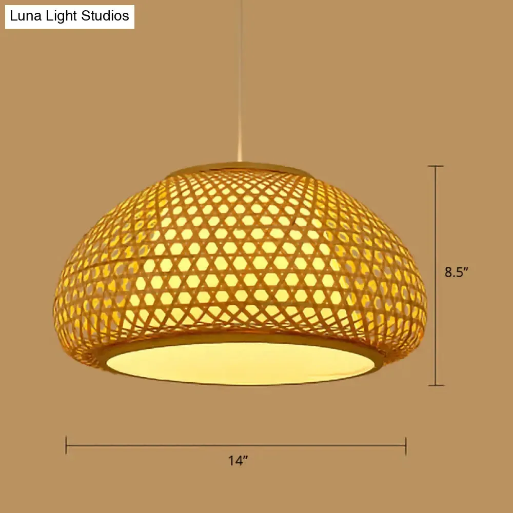 Minimalist Handwoven Rattan Pendant Ceiling Light - Wood Suspension Lighting