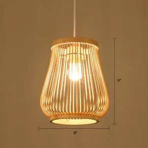 Minimalist Handwoven Rattan Pendant Ceiling Light - Wood Suspension Lighting