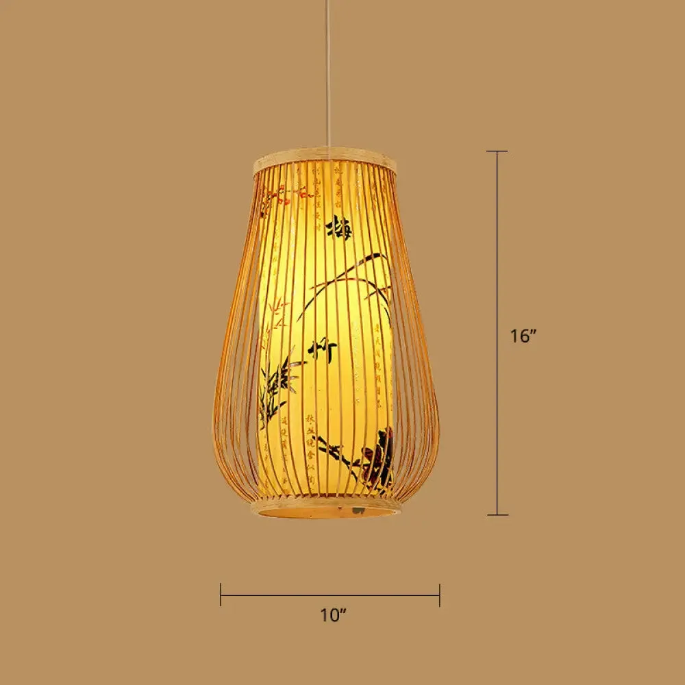 Minimalist Handwoven Rattan Pendant Ceiling Light - Wood Suspension Lighting