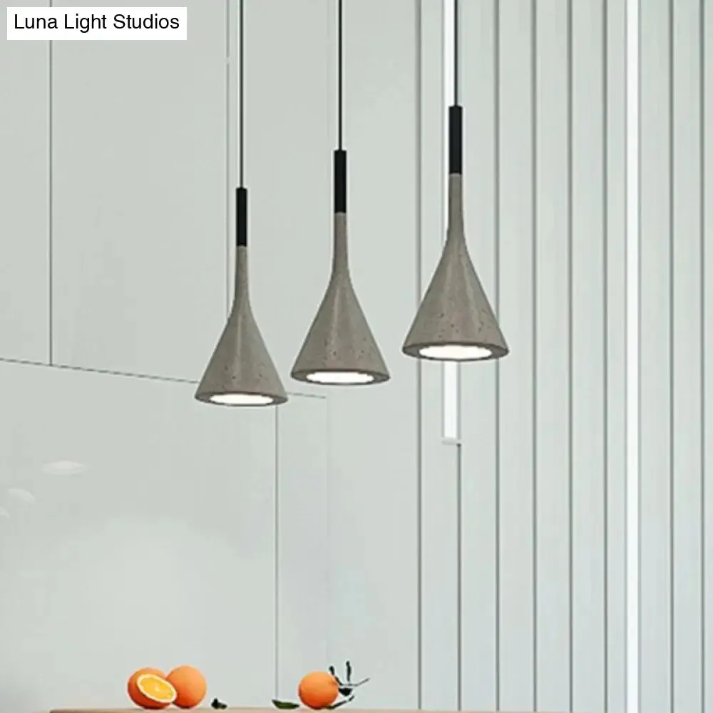 Minimalist Pendant Ceiling Light - Funnel Dining Room Suspension Lighting, Grey Cement, 1 Head, 1 Inch, Stylish Design