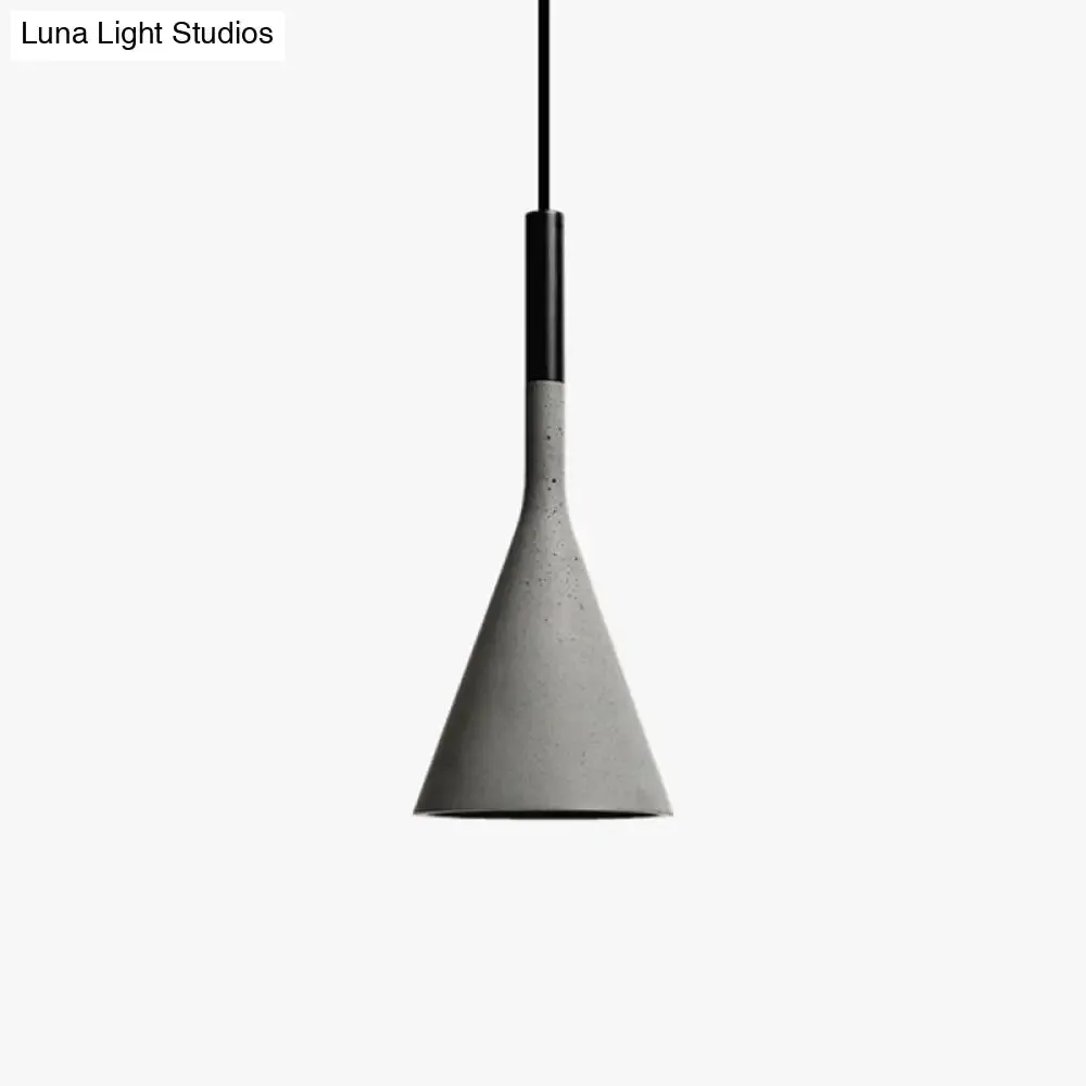 Minimalist Pendant Ceiling Light - Funnel Dining Room Suspension Lighting, Grey Cement, 1 Head, 1 Inch, Stylish Design