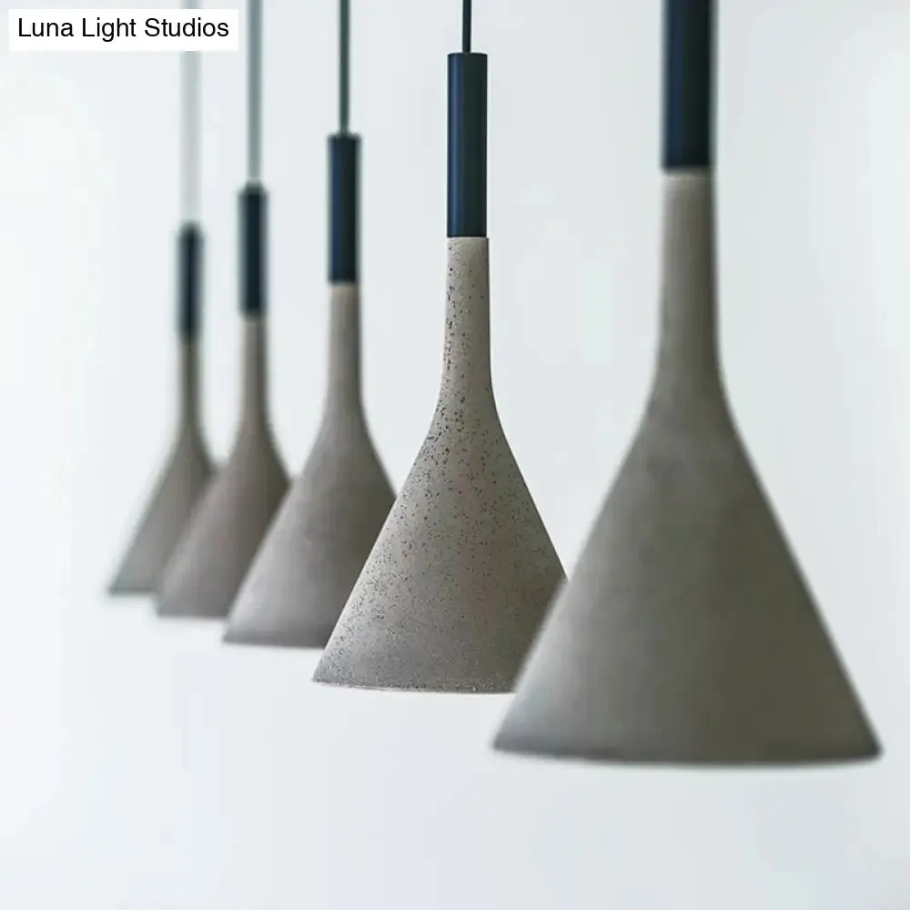 Minimalist Pendant Ceiling Light - Funnel Dining Room Suspension Lighting, Grey Cement, 1 Head, 1 Inch, Stylish Design