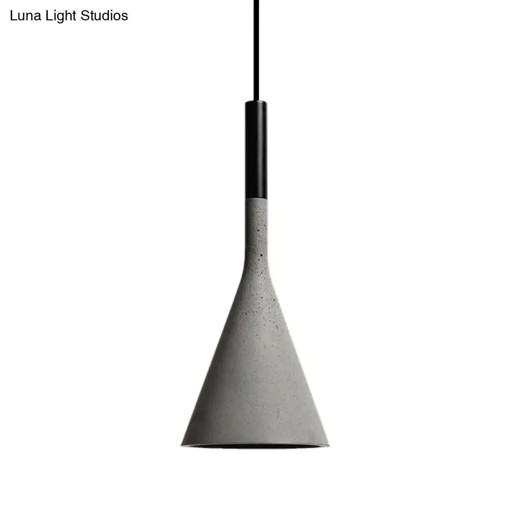 Minimalist Pendant Ceiling Light - Funnel Dining Room Suspension Lighting, Grey Cement, 1 Head, 1 Inch, Stylish Design