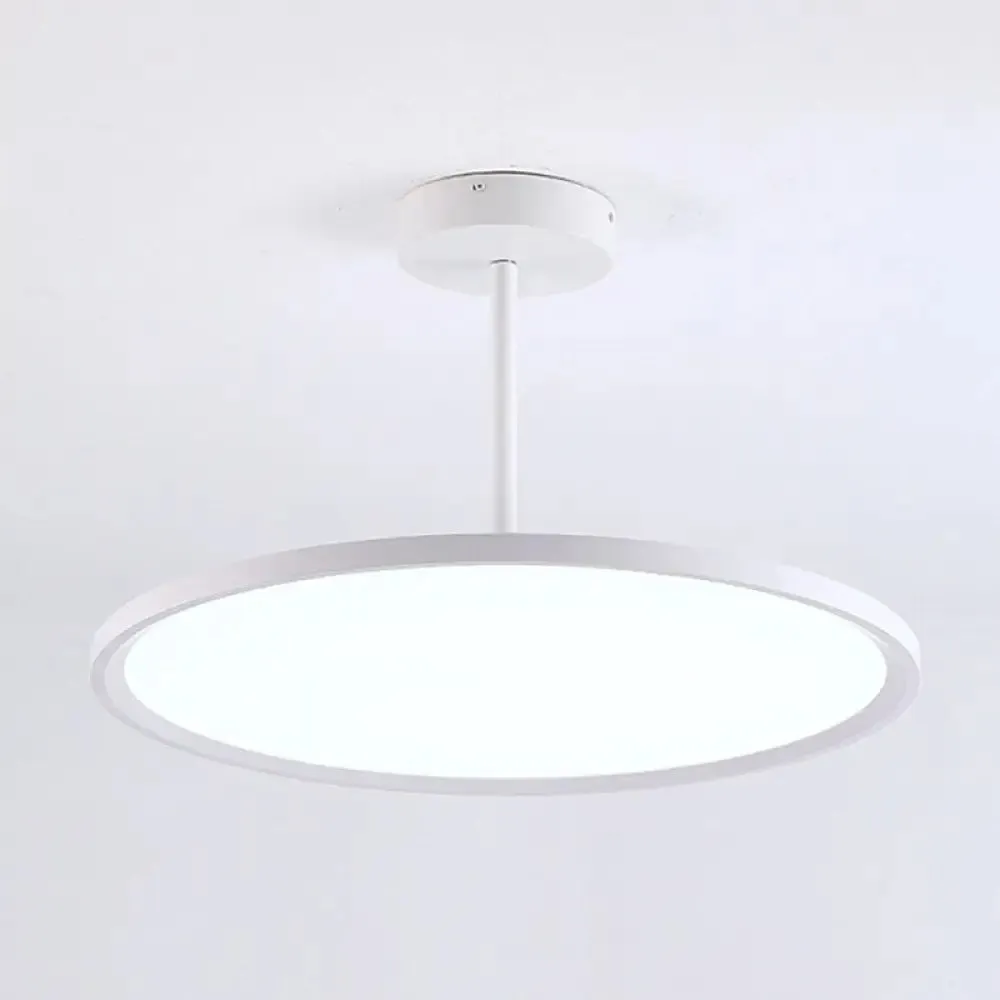 Minimalistic Acrylic Pendant LED Ceiling Light with Hanging Rod – Flat Shade Diner Lighting