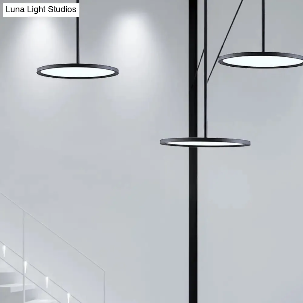 Minimalistic Acrylic Pendant LED Ceiling Light with Hanging Rod – Flat Shade Diner Lighting