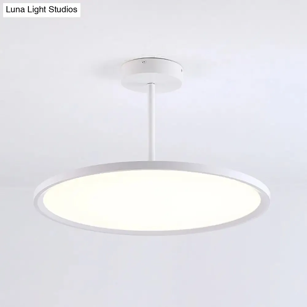 Minimalistic Acrylic Pendant LED Ceiling Light with Hanging Rod – Flat Shade Diner Lighting