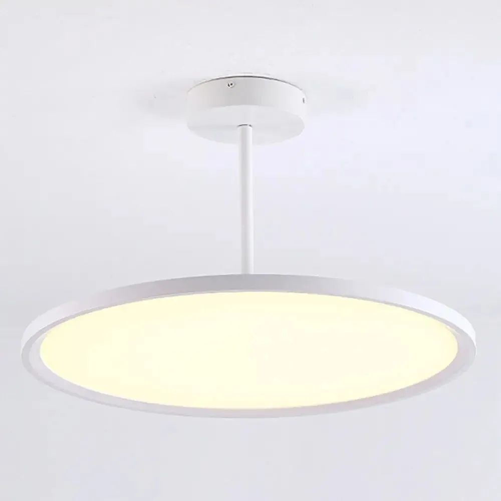 Minimalistic Acrylic Pendant LED Ceiling Light with Hanging Rod – Flat Shade Diner Lighting