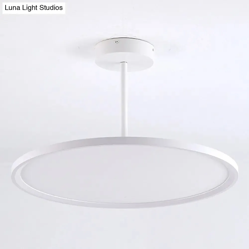 Minimalistic Acrylic Pendant LED Ceiling Light with Hanging Rod – Flat Shade Diner Lighting