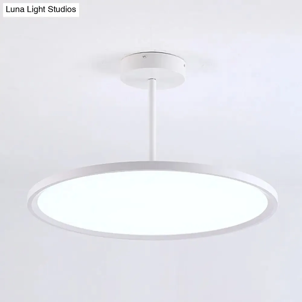 Minimalistic Acrylic Pendant LED Ceiling Light with Hanging Rod – Flat Shade Diner Lighting