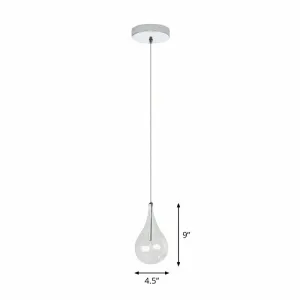 Minimalistic Water-Drop LED Pendant Lamp with Clear Glass and Chrome Finish for Snack Bars