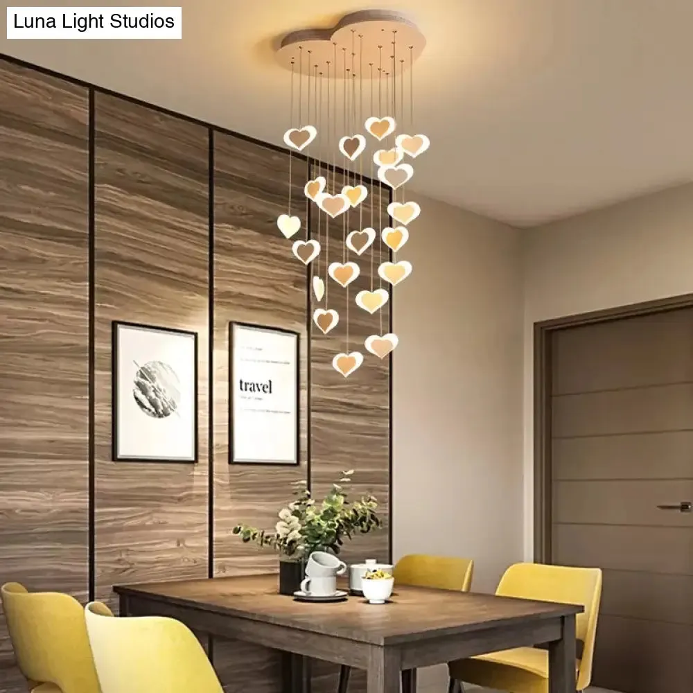 Modern Acrylic Heart Shaped Ceiling Pendant for Child Bedroom - Romantic Hanging Light