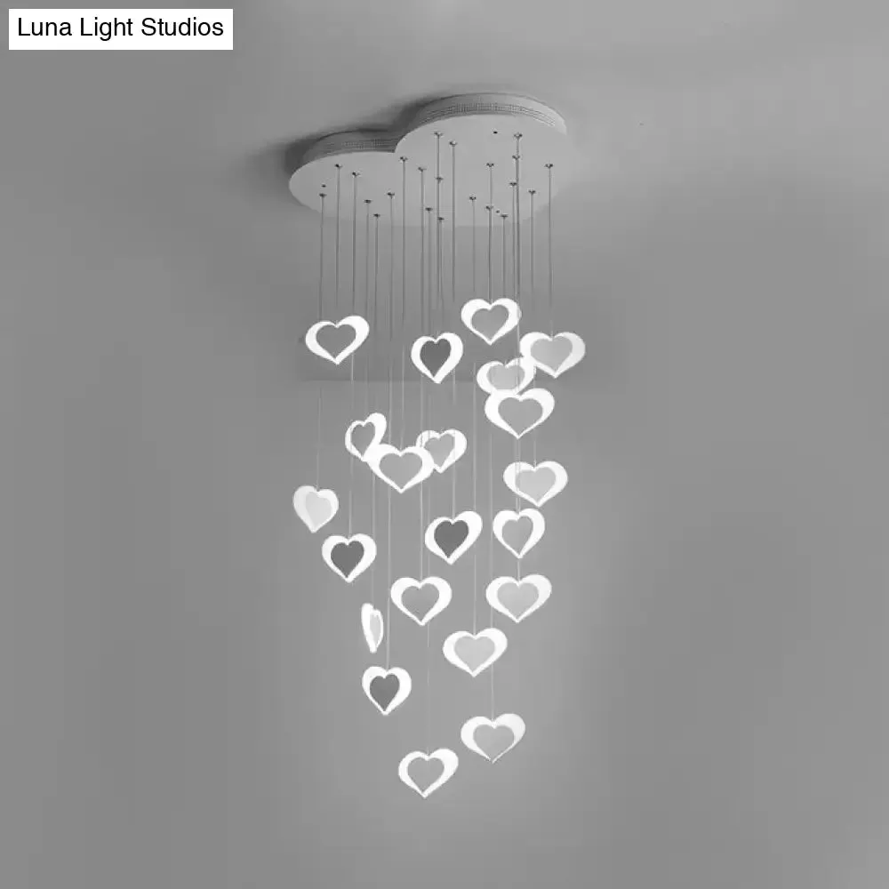 Modern Acrylic Heart Shaped Ceiling Pendant for Child Bedroom - Romantic Hanging Light