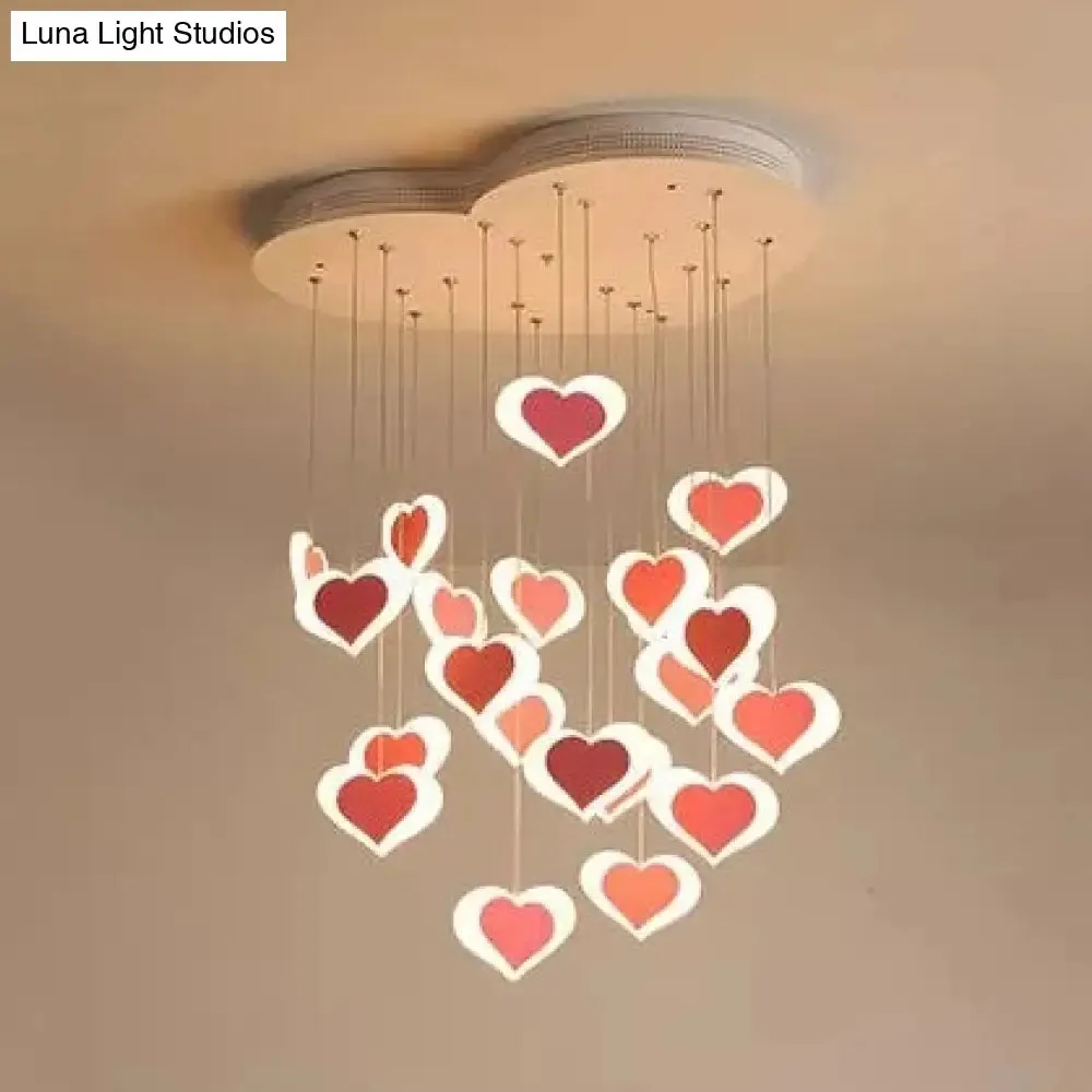 Modern Acrylic Heart Shaped Ceiling Pendant for Child Bedroom - Romantic Hanging Light