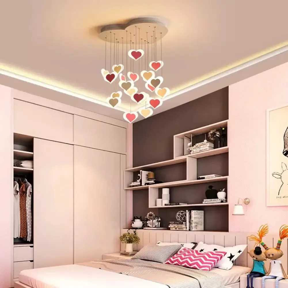 Modern Acrylic Heart Shaped Ceiling Pendant for Child Bedroom - Romantic Hanging Light