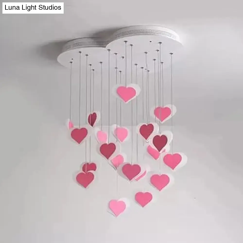 Modern Acrylic Heart Shaped Ceiling Pendant for Child Bedroom - Romantic Hanging Light