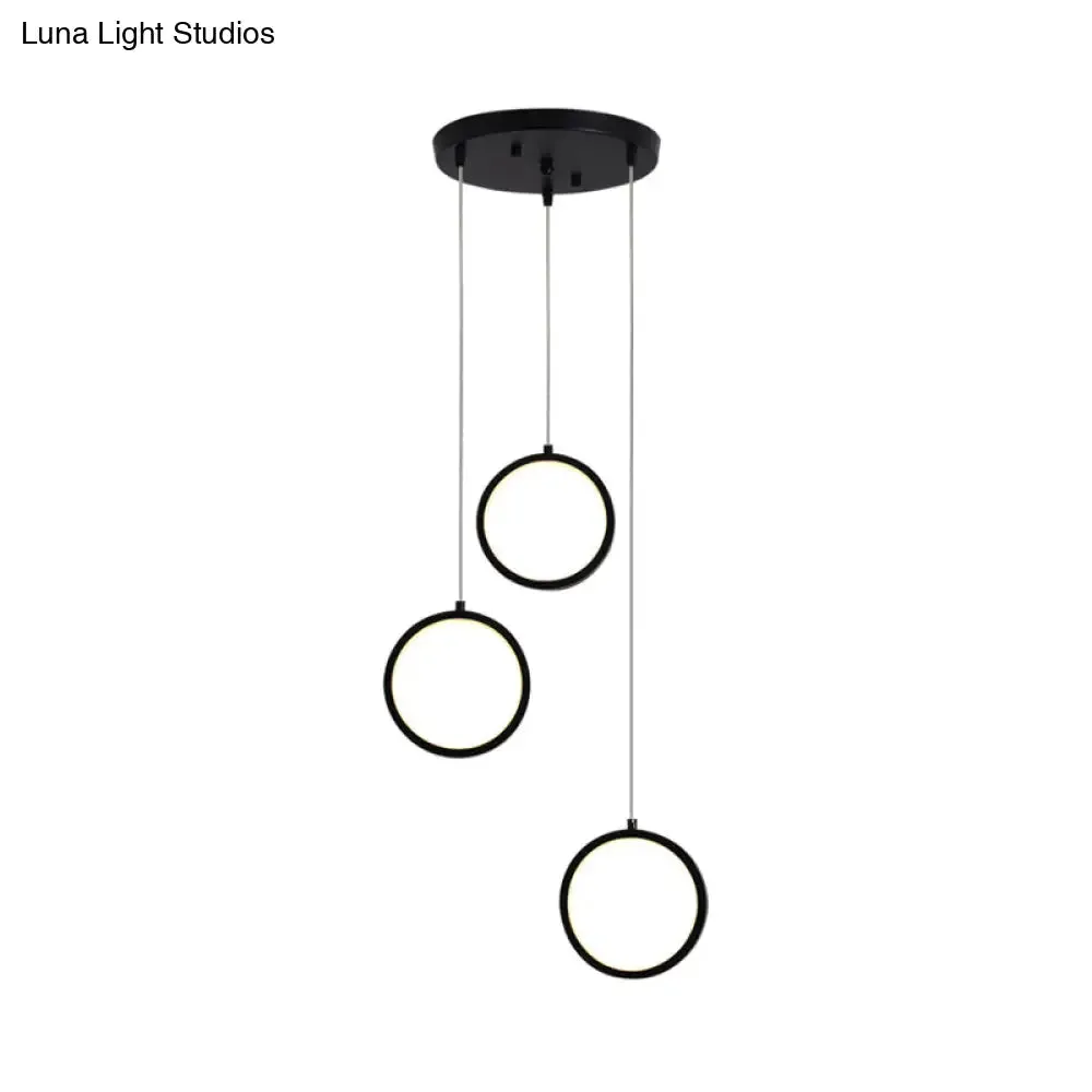 Modern Acrylic Pendant Light with 3 Lights, Black/White Finish, Square/Circle Cluster Design, Warm/White Light, Round/Linear Canopy