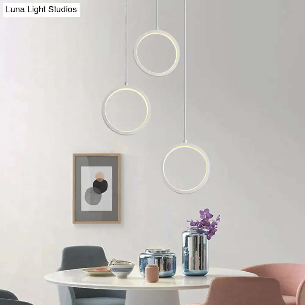 Modern Acrylic Pendant Light with 3 Lights, Black/White Finish, Square/Circle Cluster Design, Warm/White Light, Round/Linear Canopy