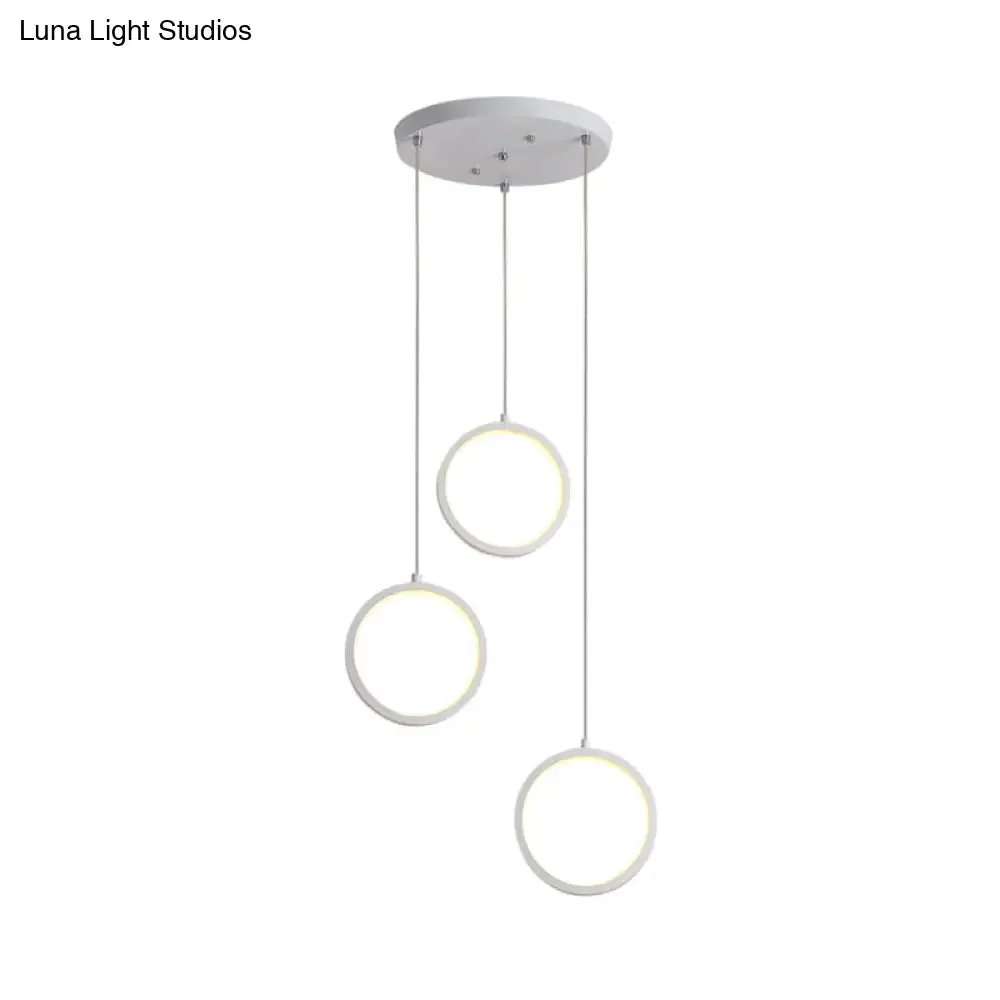 Modern Acrylic Pendant Light with 3 Lights, Black/White Finish, Square/Circle Cluster Design, Warm/White Light, Round/Linear Canopy