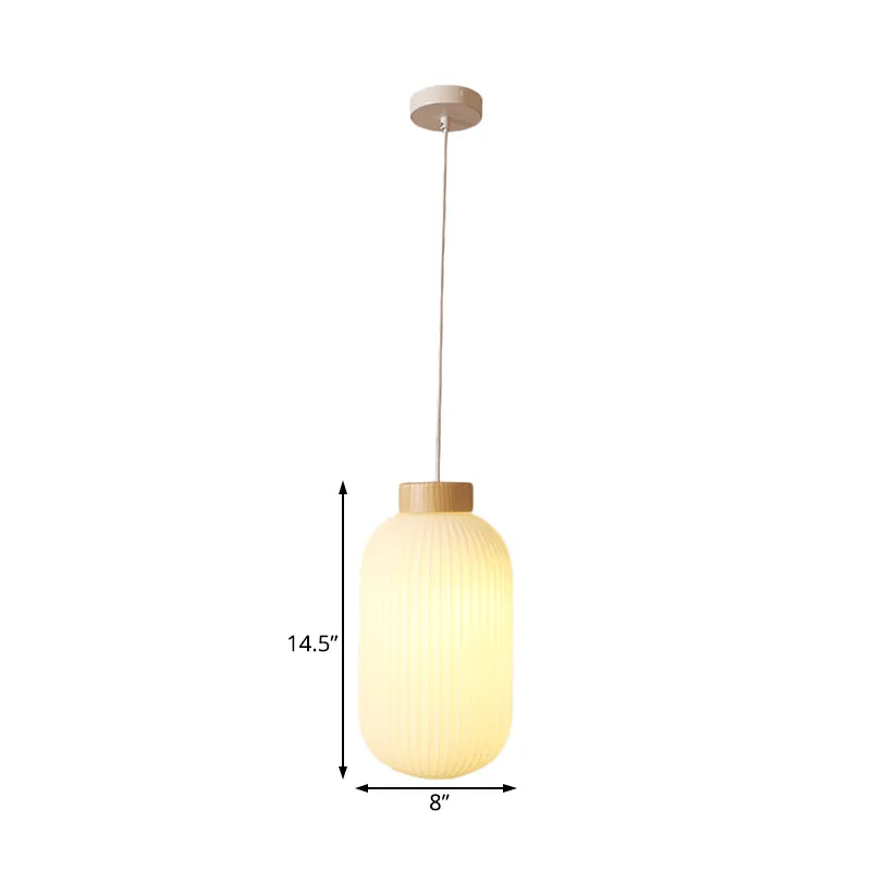 Modern Asian Pendant Lamp with Paper Shade - White Capsule/Drum Ceiling Light for Corridor - Sizes: 5.5"/8"/12" Wide