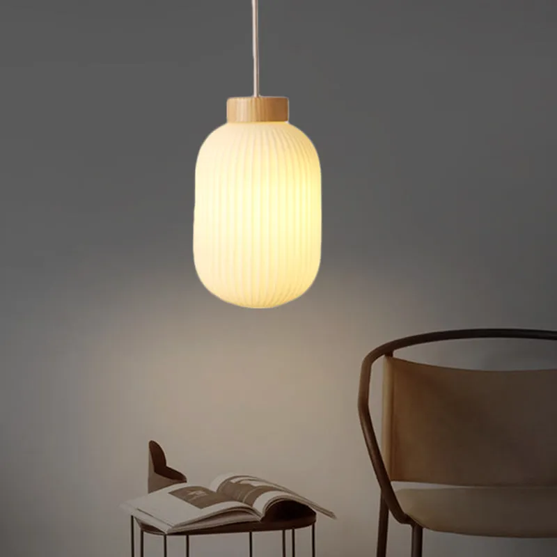 Modern Asian Pendant Lamp with Paper Shade - White Capsule/Drum Ceiling Light for Corridor - Sizes: 5.5"/8"/12" Wide