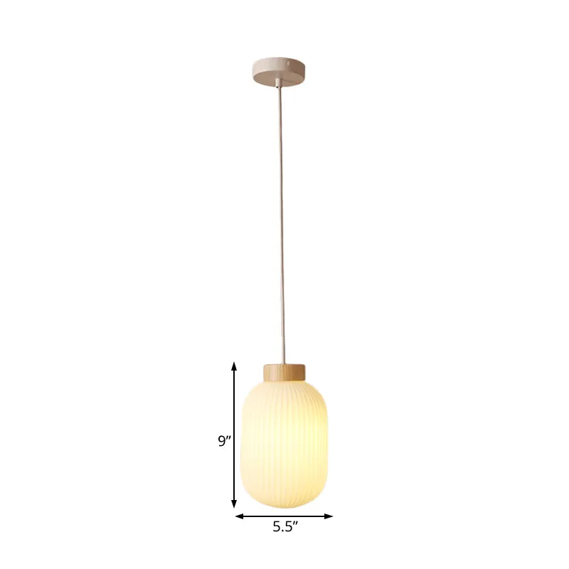 Modern Asian Pendant Lamp with Paper Shade - White Capsule/Drum Ceiling Light for Corridor - Sizes: 5.5"/8"/12" Wide