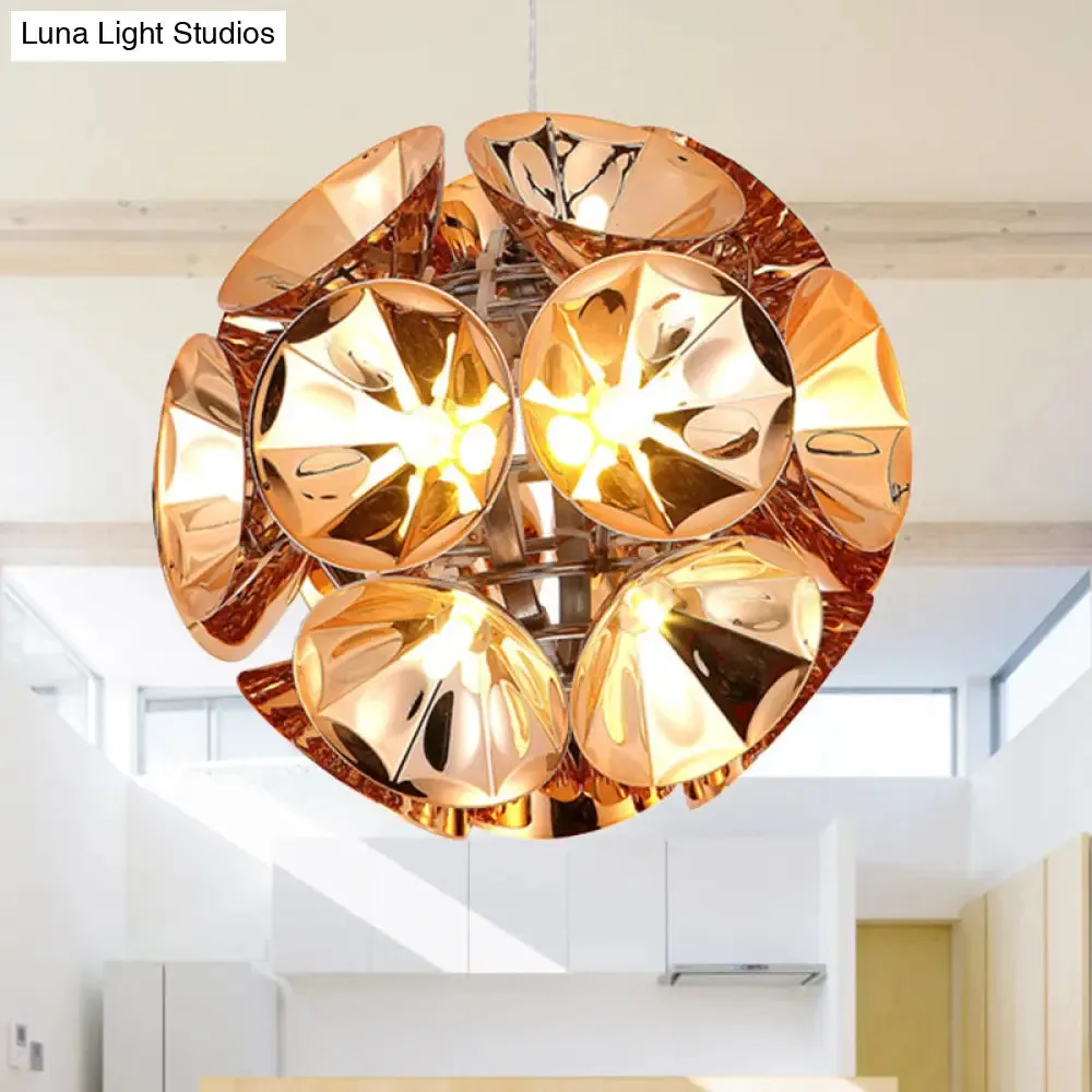 Modern Ball Pendant Light in Chrome/Gold with LED, White/Warm, 7"/11" Dia