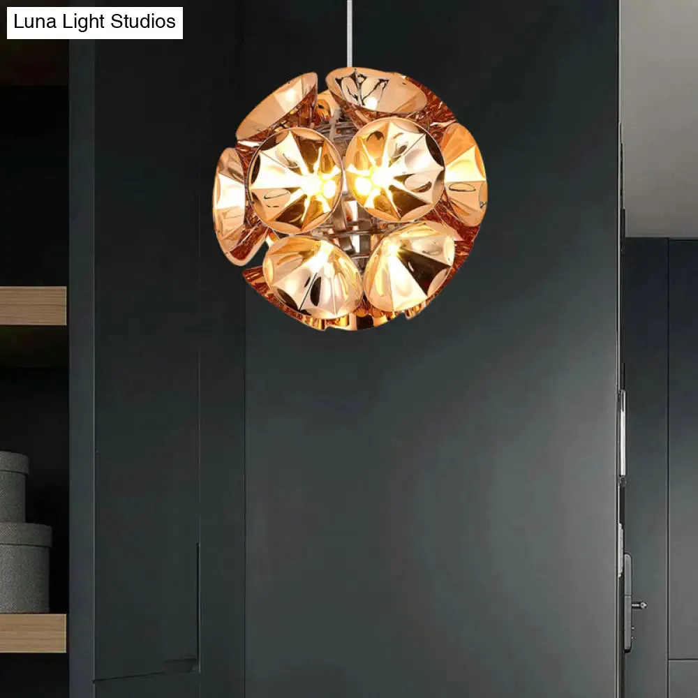 Modern Ball Pendant Light in Chrome/Gold with LED, White/Warm, 7"/11" Dia