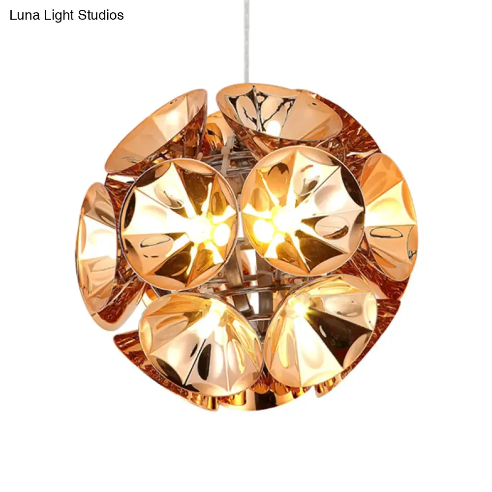 Modern Ball Pendant Light in Chrome/Gold with LED, White/Warm, 7"/11" Dia